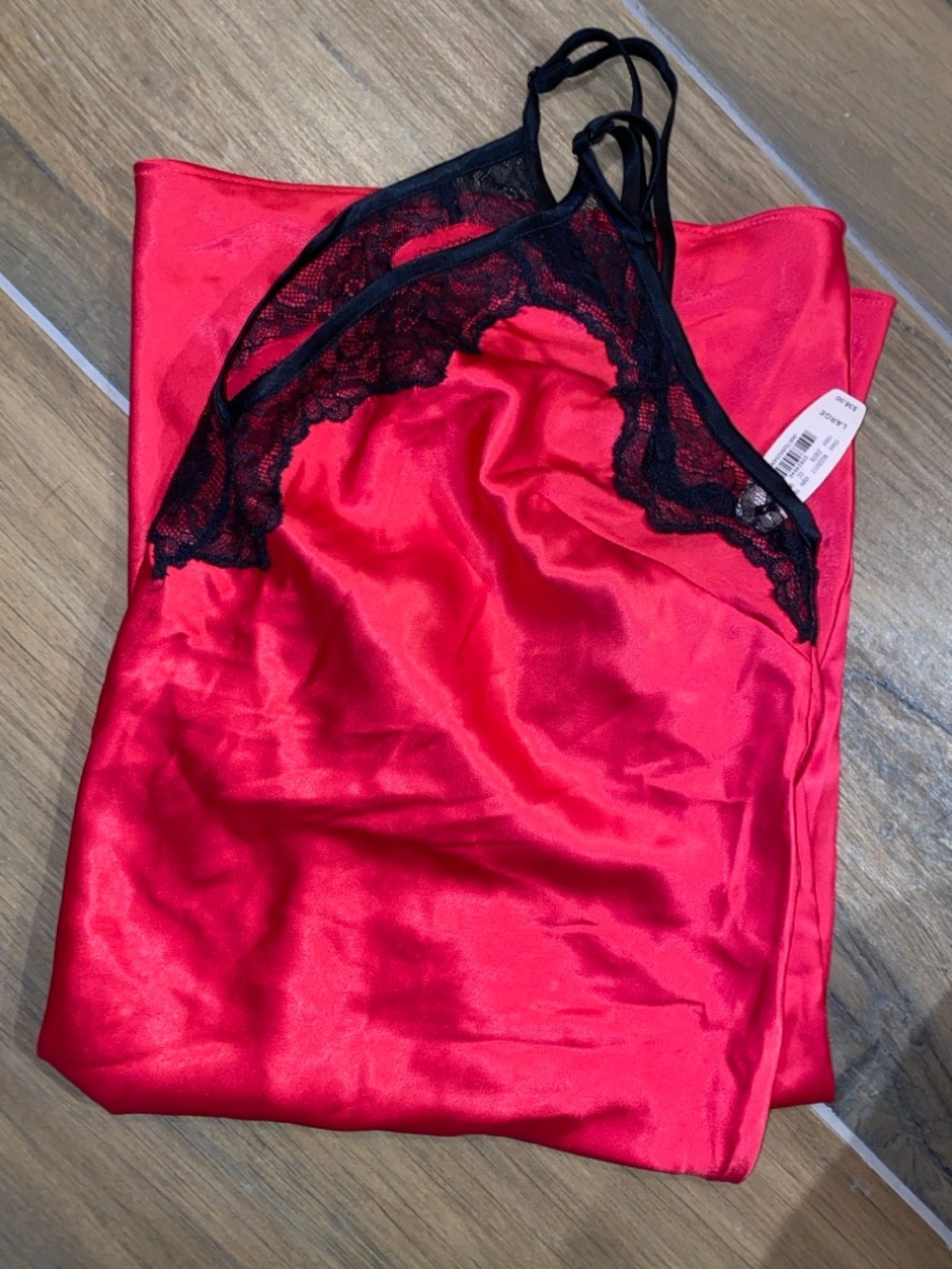 Victoria's Secret Red Chemise Black Lace Lingerie
